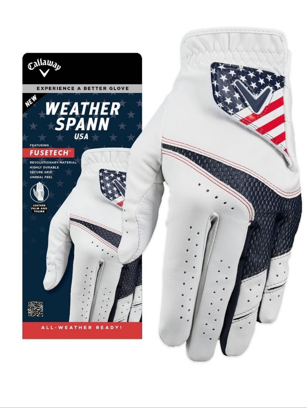 Callaway Adult Weather Span USA Gloves White Medium